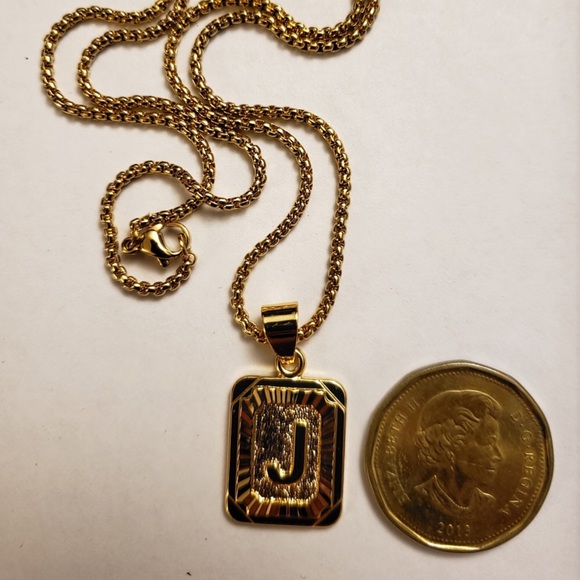 Gold Filled Letter J Pendant 20” Long Necklace - Picture 3 of 5